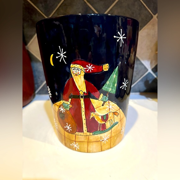 NEW VTG RARE CIC CERAMIC SANTA CLAUS APOTHECARY TRASH WAIST BASKET PUNCH BOWL - Picture 9 of 9